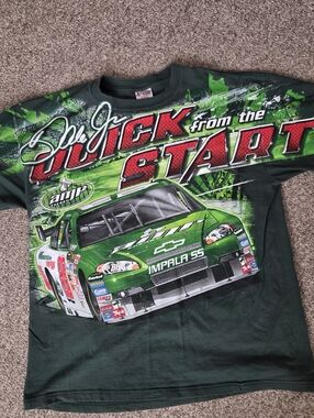 Chase Authentics Dale Earnhardt Jr Double Sided AOP T Shirt NASCAR Green XL Amp